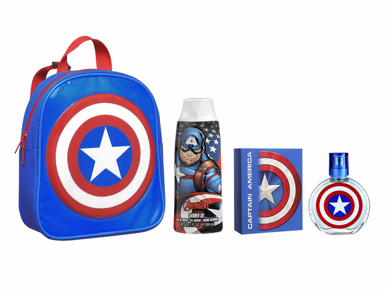Captain america zainetto contenente edt 50ml e shower gel 30ml