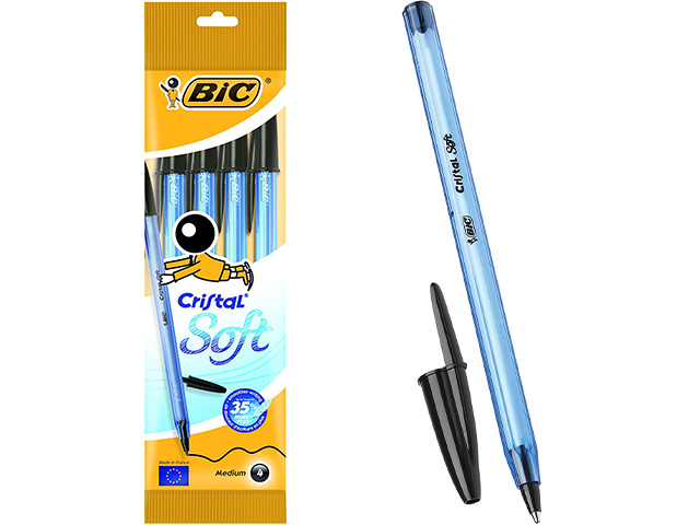 Penna a sfera Bic Cristal soft, punta media nera 1,2 mm