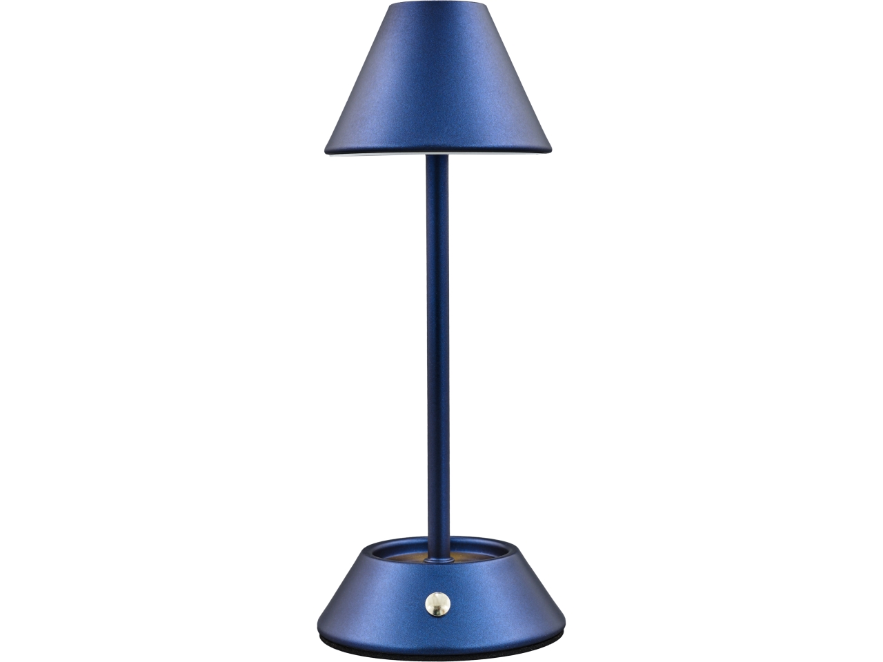 Lampada touch metal cono bassa colore blu misura 11,5x11,5x24cm