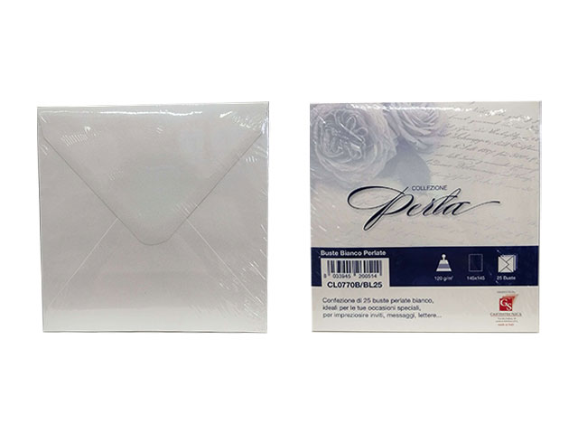 Buste quadrate per inviti matrimonio in carta bianco perla 120gr misura  14,5x14,5cm - la confezione comprende 25 buste