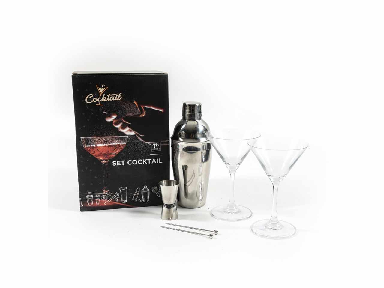Set da cocktail 6 pezzi con shaker 500ml misurino 2 stecchini in