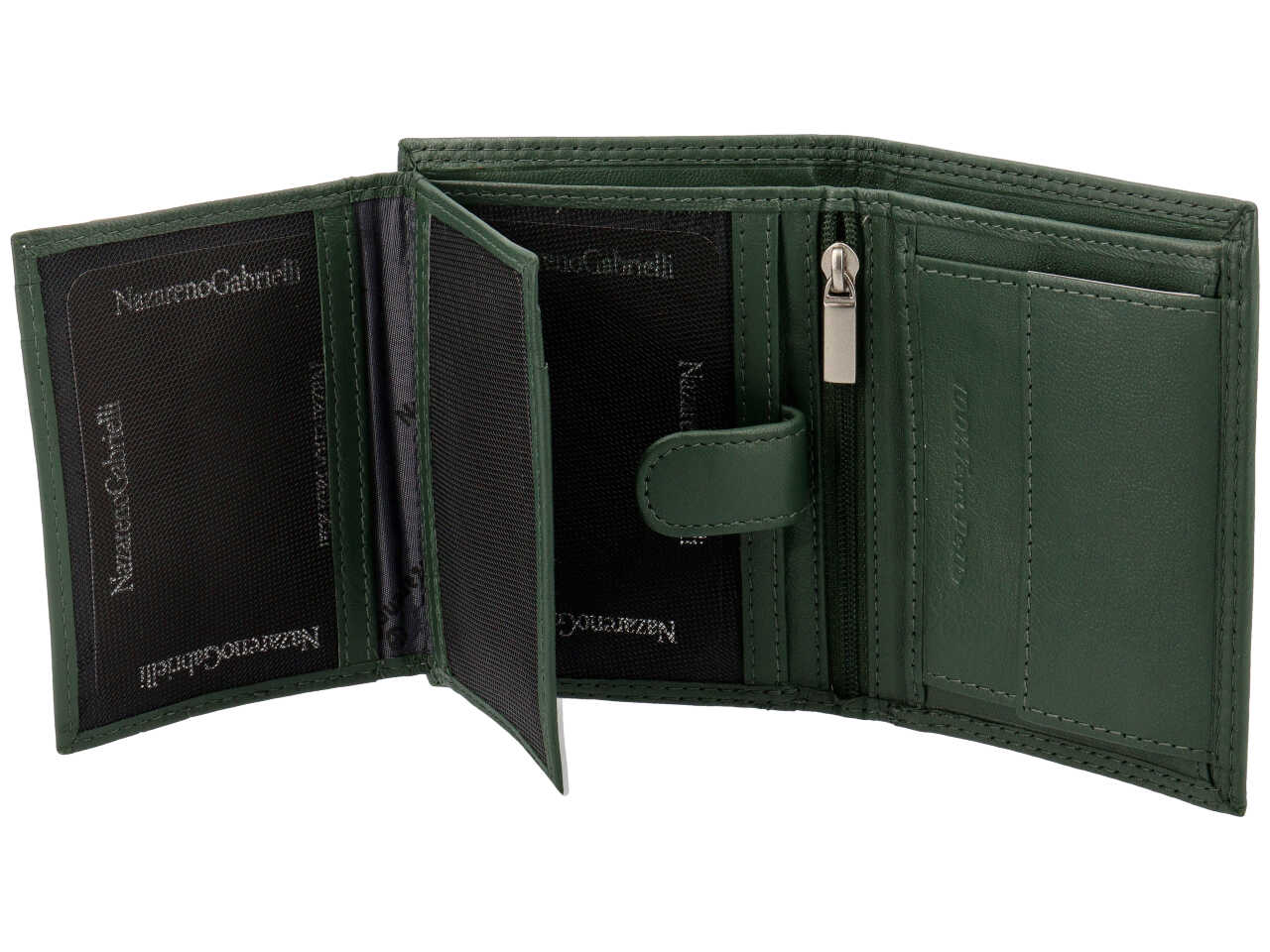 Portafoglio da uomo Nazareno Gabrielli in pelle verde scuro 10x9 5x2cm Agrusti.eu