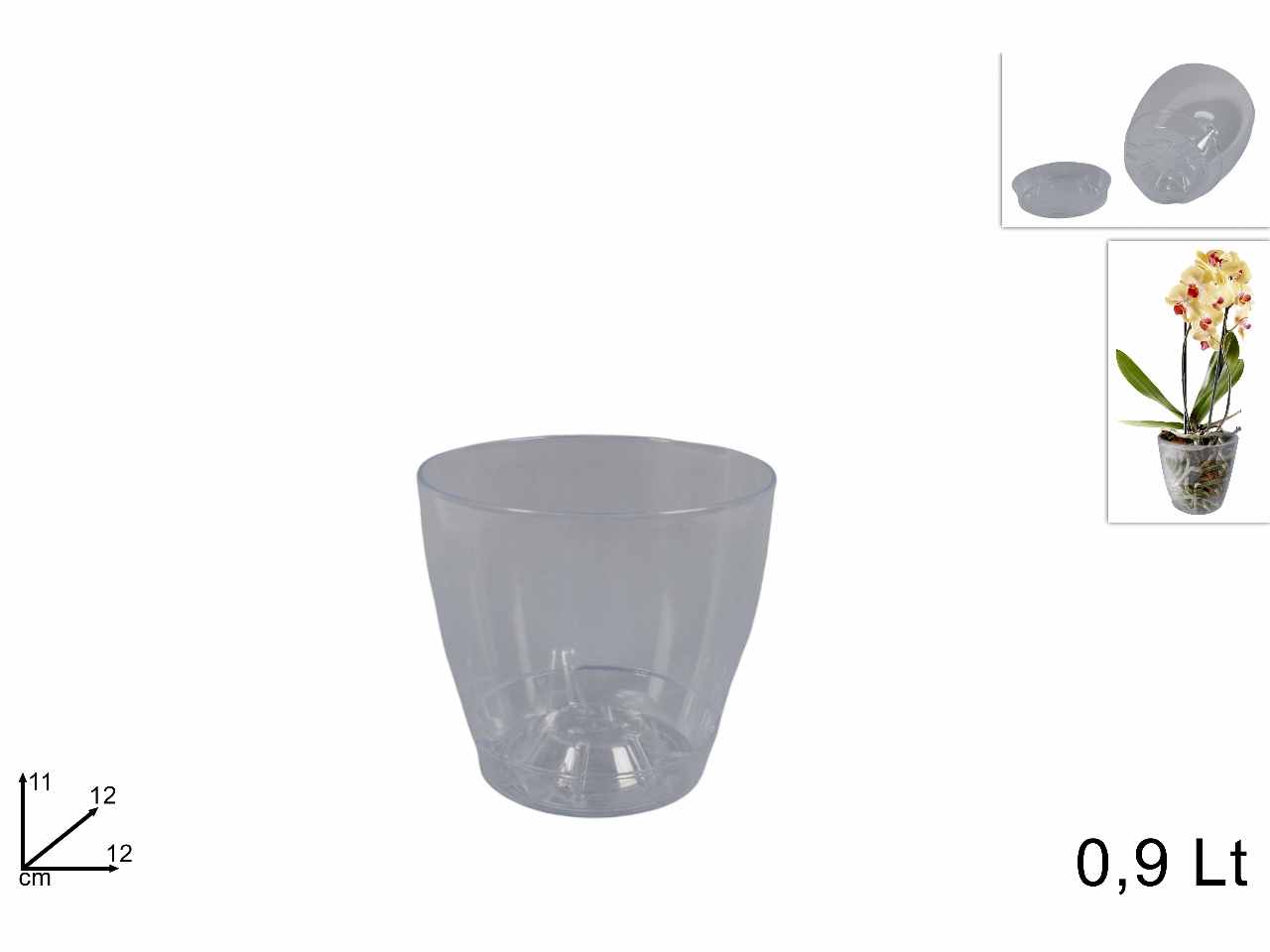 Vaso in plastica trasparente h.11xd.12cm 0,9 litri