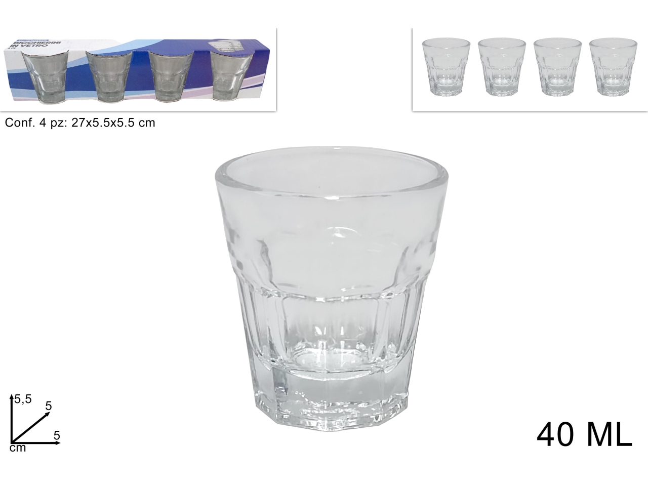 Bicchierini di vetro - la confezione contiene 4 bicchieri