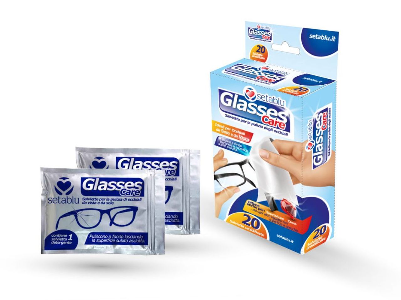 Salviette pulizia occhiali - la confezione contiene 20 salviettine