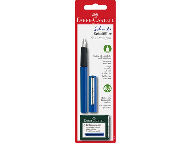 Penna Stilografica Faber-Castell con 6 cartucce di inchiostro incluse,  punta M blu