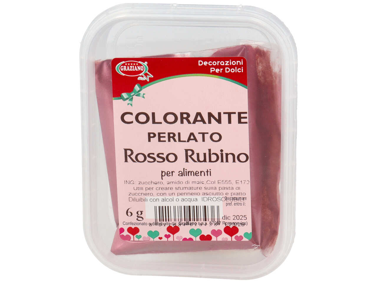 Colorante alimentare in polvere colore rubino perlato 6gr