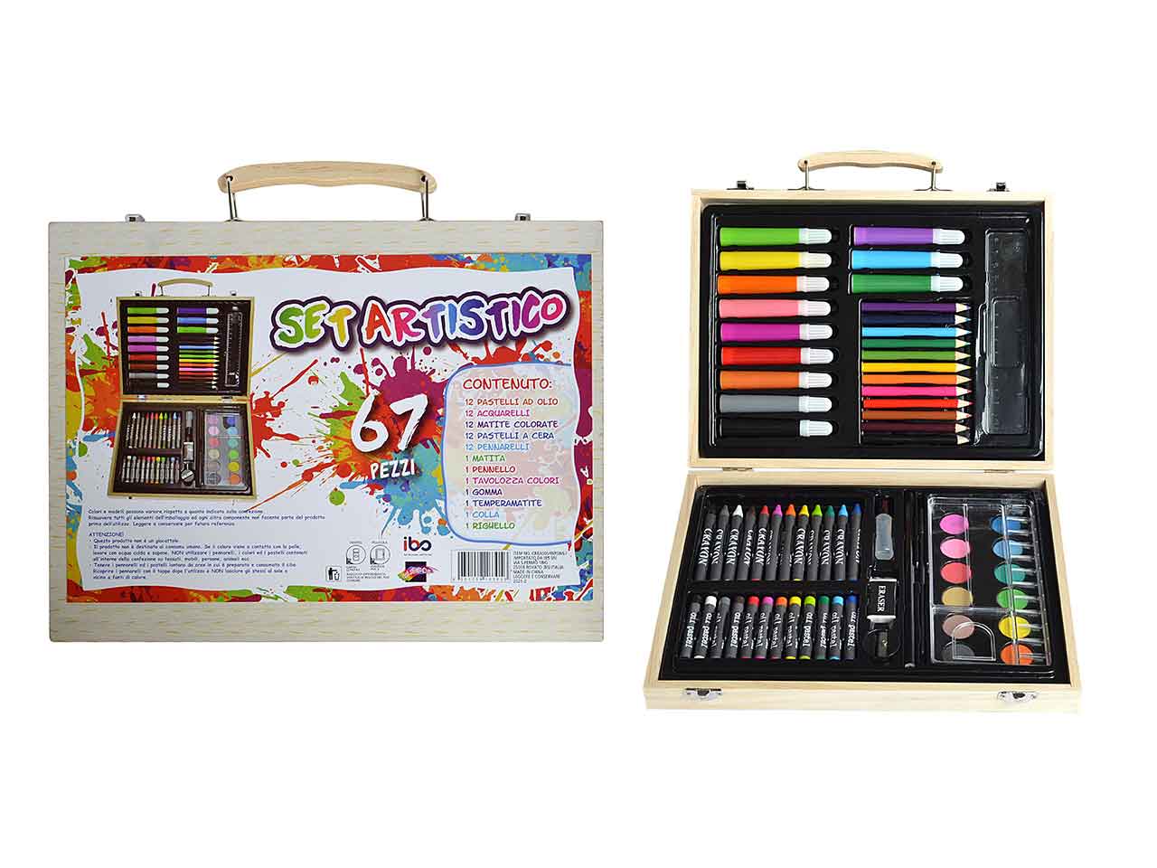 Set colori artistico da 67 pezzi in valigetta