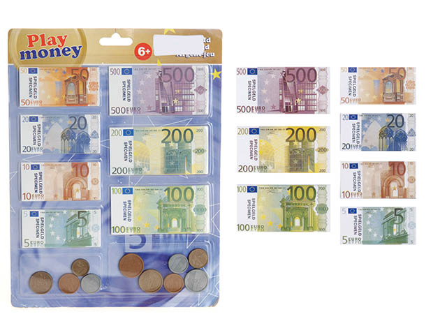 euro banconote e monete soldi finti