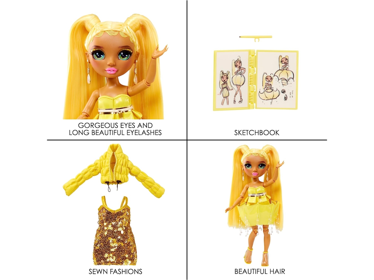 Rainbow high fantastic fashion doll - yellow