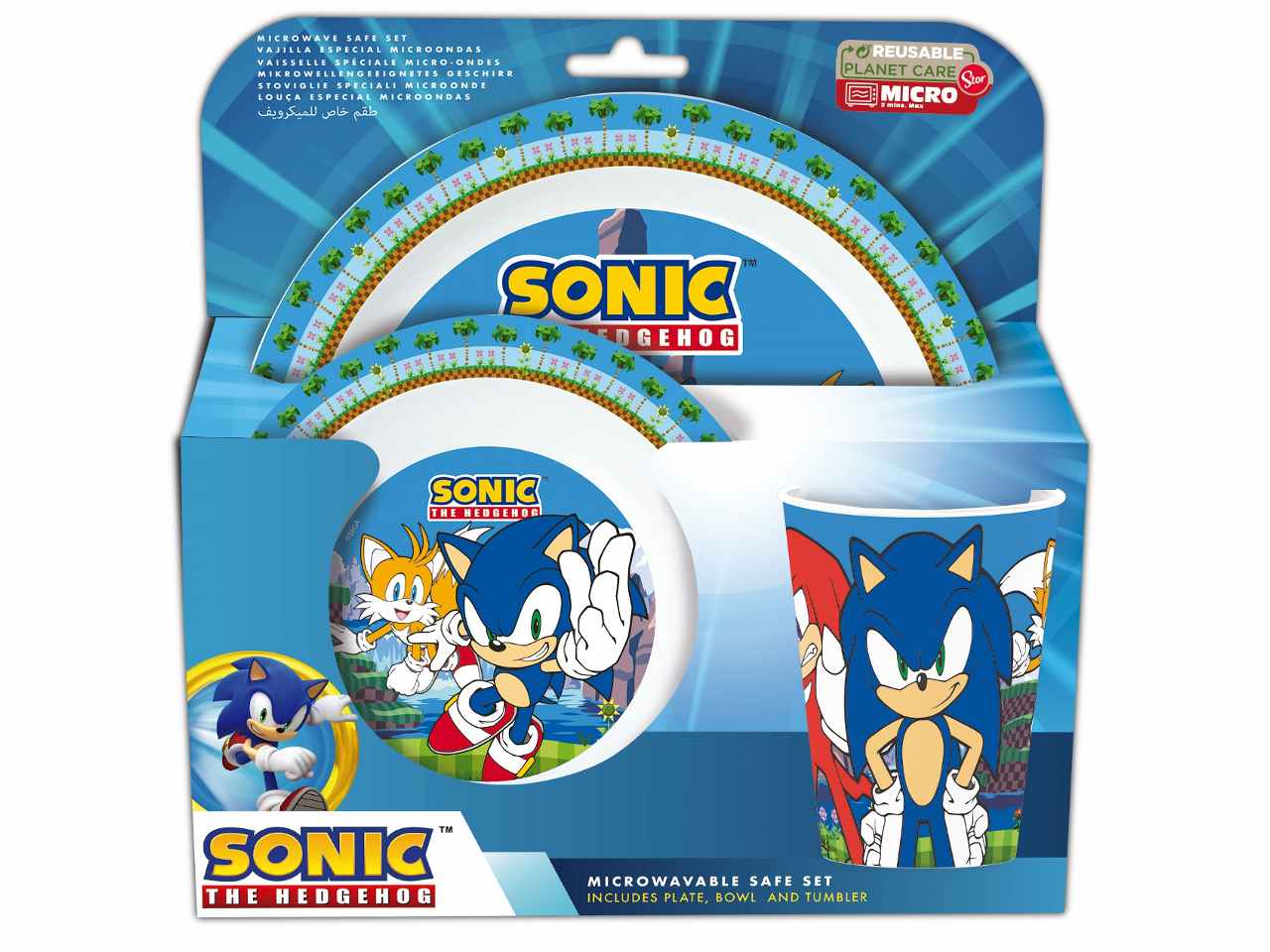 Sonic set da 3 pezzi micro 2 piatti con bicchiere