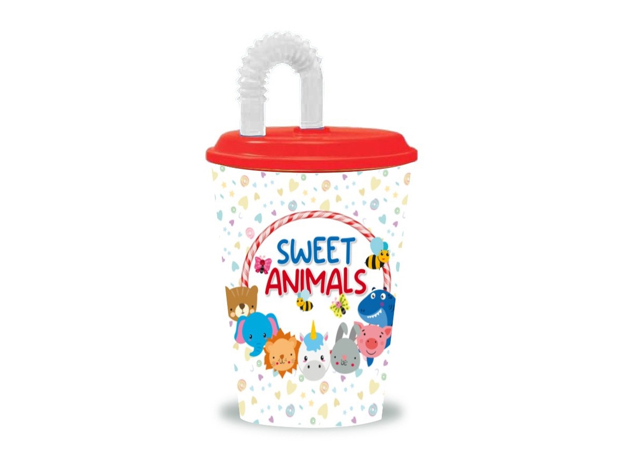 Bicchiere per bambini sweet animals con cannuccia capacita' 400ml
