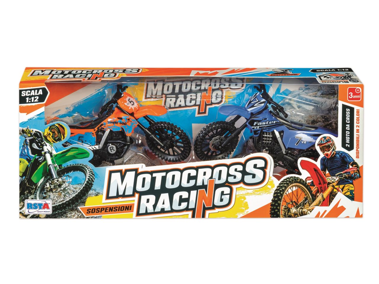 Motocross racing in scatola - la confezione comprende 2 motocross scala  1:12