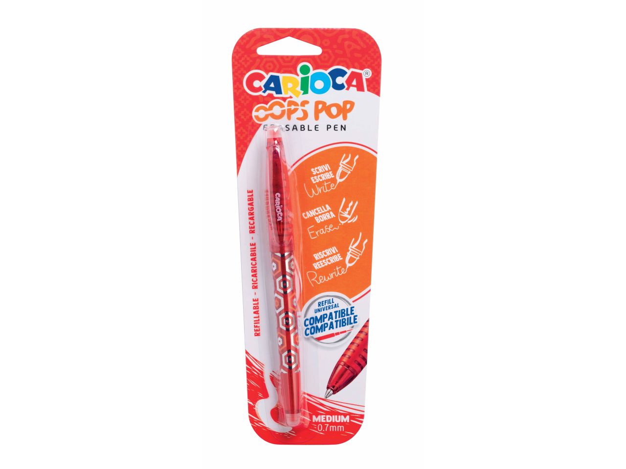 Carioca oops pop penna cancellabile e ricaricabile rossa