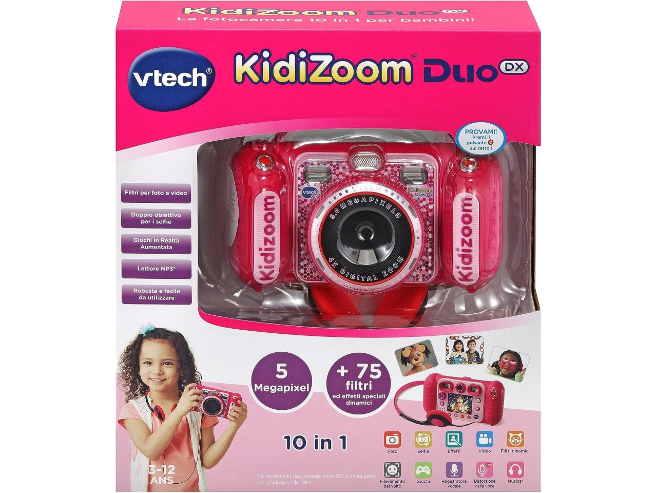 Vtech macchina fotografica per bambini kidizzom duo dx rosa